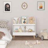 2-in-1 Montessori Wood Kids Book Shelf & Toy Box Storage | 72.5cm high x 80cm wide | White