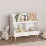 2-in-1 Montessori Wood Kids Bookcase & Toy Box Storage | 72.5cm high x 80cm wide | White