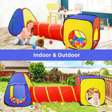 Play Tent with Ball Pit & Play Tunnel & Teepee Tent, Pop Up Toddlers Playhouse for Boys and Girls Gift, Collapsible Children Play Tent Toy Indoor and Outdoor