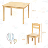 childrens table and chairs x 4made from eco conscious natural pine wood for kids 3-8 years