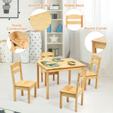 Natural Pine Wood Childs Table and Chairs for 4 children aged 3-8 years