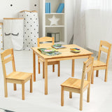 kids table and 4 chairs made from eco conscious natural pine wood for kids 3-8 years