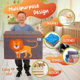 Large Collapsible 80L Montessori Kids Toy Box with Lid | Scratch resistant | 10 Animal Designs | 3D Applique (Copy)