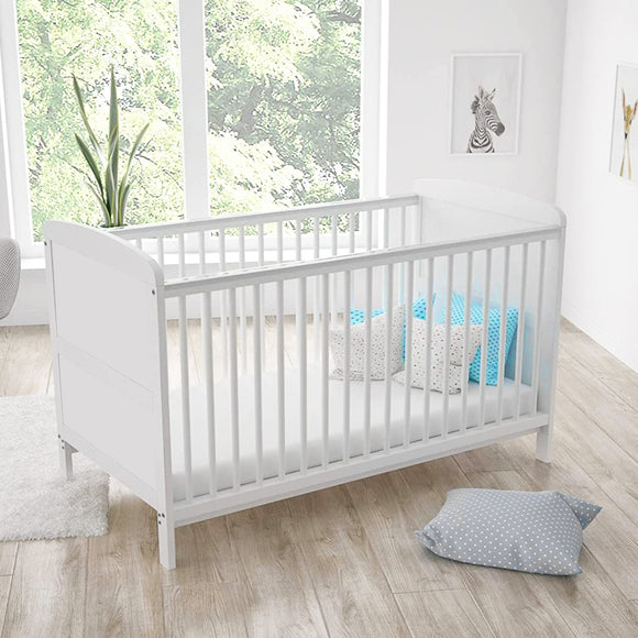 Sweet Dreams Adjustable Eco-Wooden Cot Bed | Wooden Toddler Bed | White | 6m - 6 Years