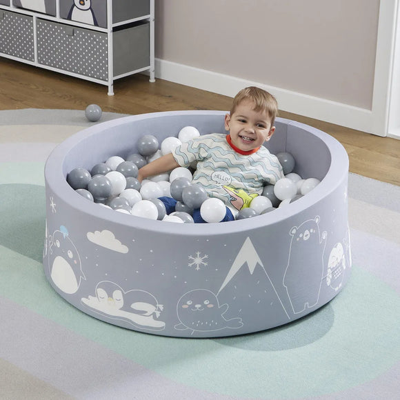 Montessori Ball Pit | Ball Pool |  Thick Inner Floor Mat | 200 FREE balls included  | 90 x 90 x 30cm in Grey