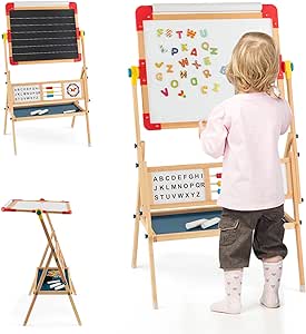 Montessori 3-in-1 360° Educational Magnetic Art Easel | Whiteboard | Chalkboard | Accessories