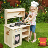 Non-allergenic | Eco Friendly Montessori Natural Wooden Kids Mud Kitchen | Indoor & Outdoor Wooden Toy Kitchen | 3 Years+