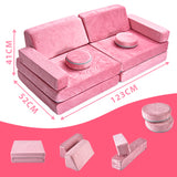 10 PC Montessori Modular Soft Play Set | Foam Building Blocks | Sofa Couch | Pink | 12 months plus