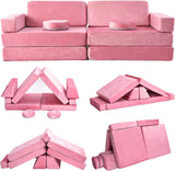 10 Piece Montessori Modular Soft Play Set | Foam Building Blocks | Sofa Couch | Pink | 12 months plus