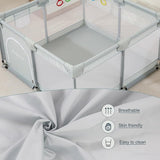 Extra Large Baby Playpen | Ball Pool | Breathable Mesh Fabric | 1.5m Square | Soft Grey