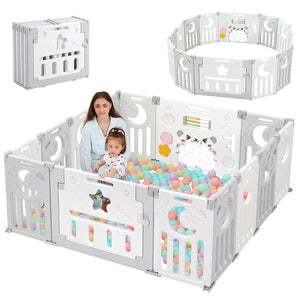 XXL Folding Baby Playpen and Ball Pool | Modular | Grey & White | 3-36m