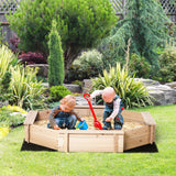 Kids Large Montessori Hexagonal Eco Wooden Sandpit with FREE Cover | 1.4m diameter | 3-8 years