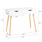 Children's Scandi-Design Homework Computer Desk | 2 Drawers | Natural & White | 90cm wide x 77cm high