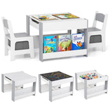 Spine-Supporting Montessori  Kids Table & Chairs Set | Reversible Tabletop | Bookshelves & Storage | White Grey