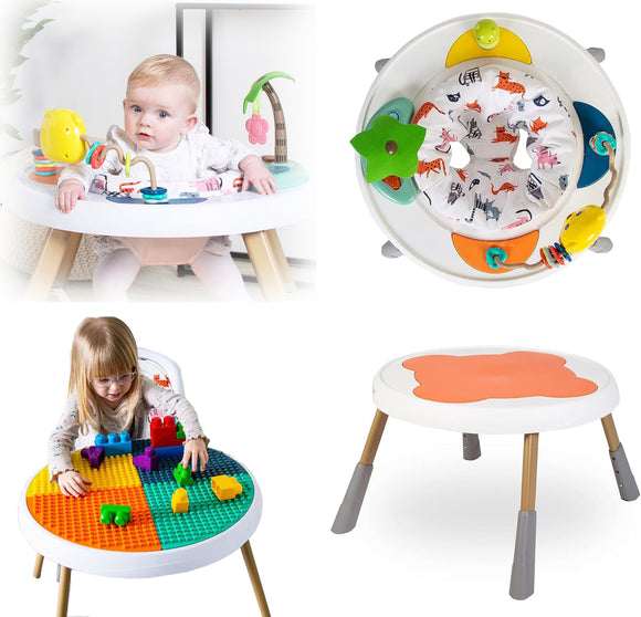 Montessori Grow-with-me Baby Sit-To-Stand Entertainer | Lights & Sound | Lego Table | Play Table | 6 months to 4 years