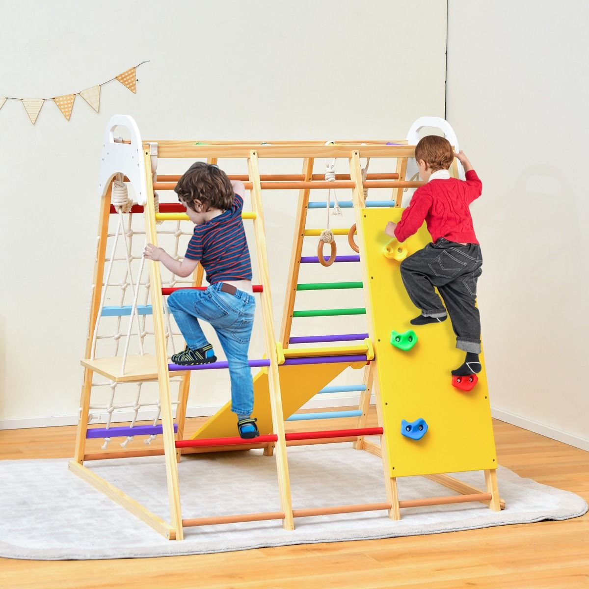 Montessori 8-in-1 Eco Wood Gym | Climber | Slide | Monkey Bars | 36m ...