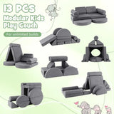 Make a den, bridge, bed, sofa, desk and plenty more with this 13 piece super soft play equipment for home in grey