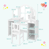 Montessori 2-in-1 Homework Desk & Vanity Dressing Table  & Chair | Storage | White | 3-10 Years