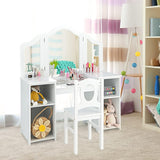 Montessori 2-in-1 Homework Desk & Vanity Dressing Table  & Chair| Bureau | Storage | White