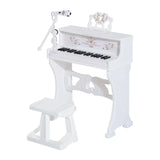 Montessori 37 Keys Mini Grand Piano & Stool with Microphone | White