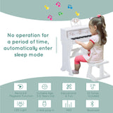 Montessori 37 Keys Mini Grand Piano & Stool with Microphone in white abs high quality plastic