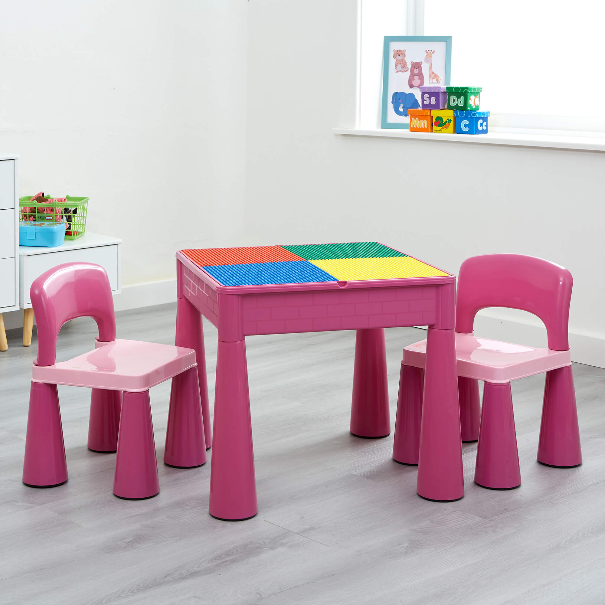 Children s Versatile Modern Sturdy Plastic Table 2 Chairs Set Pink www.littlehelper