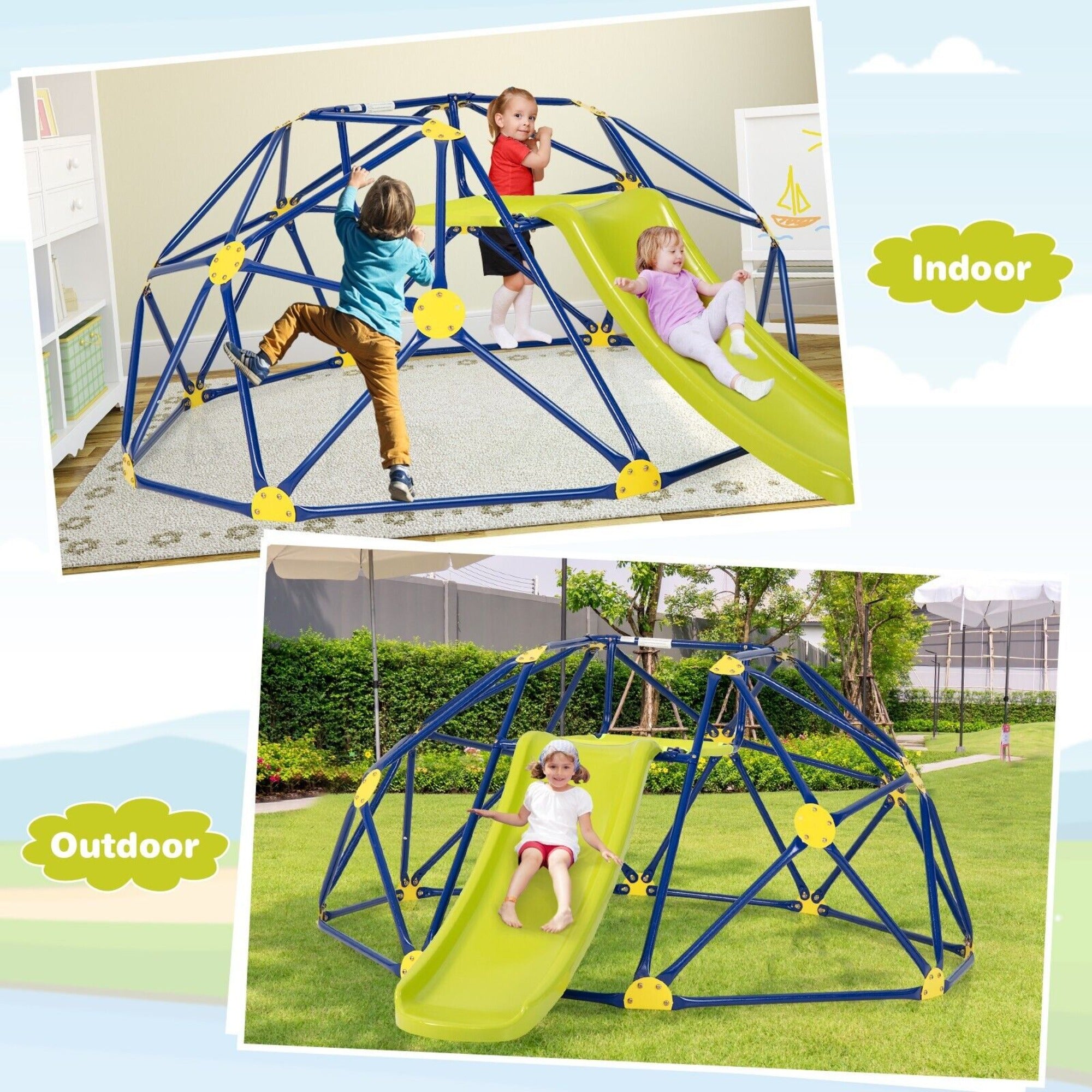 Kids Indoor Outdoor Montessori Climbing Frame Dome Slide 3 12 years www.littlehelper