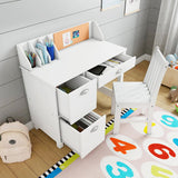 Montessori Scratch-resistant Childrens Desk | Bookshelf | Storage & Chair | White | 5 Years+