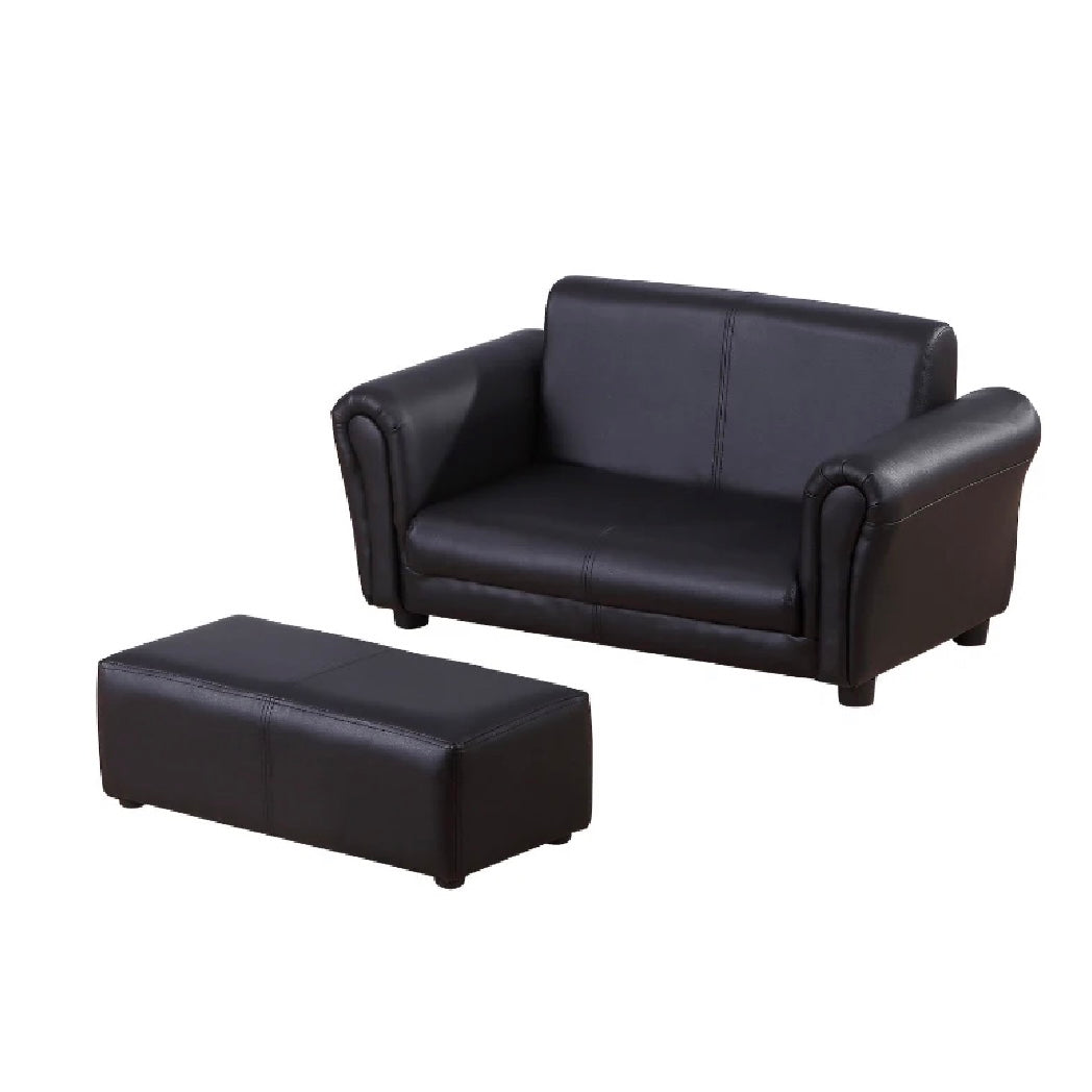 Childrens 2 Seater Mini Sofa Set with Large Footstool Black www.littlehelper