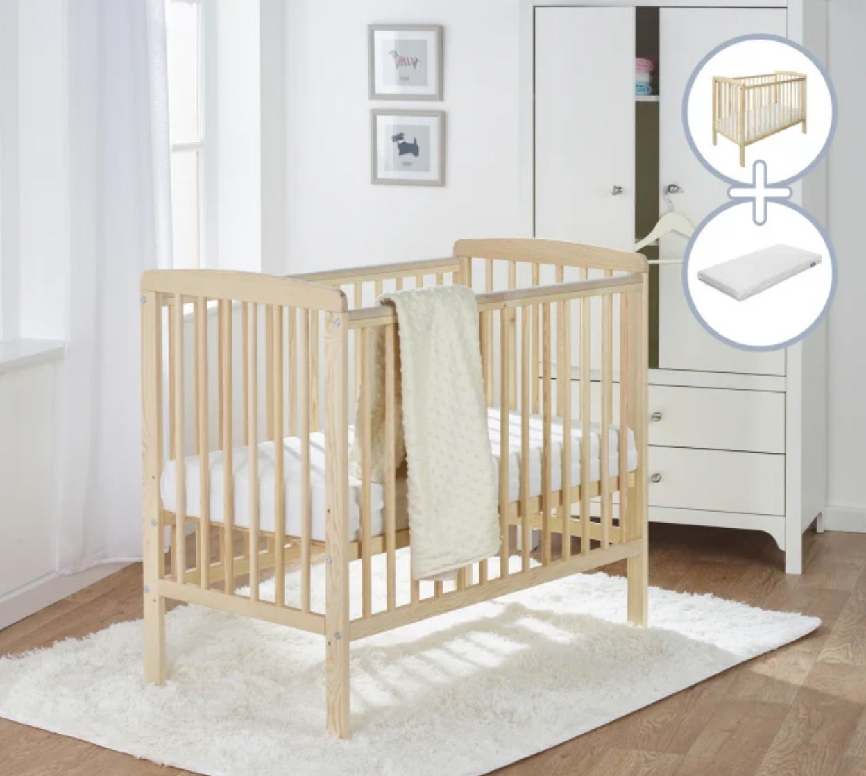 Eco Conscious Space Saving Baby Cot With Foam Mattress Solid Pine www.littlehelper