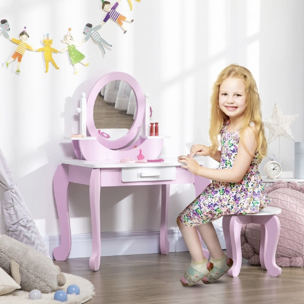 Princess Dressing Table with Mirror Stool Vanity Unit with Drawer www.littlehelper