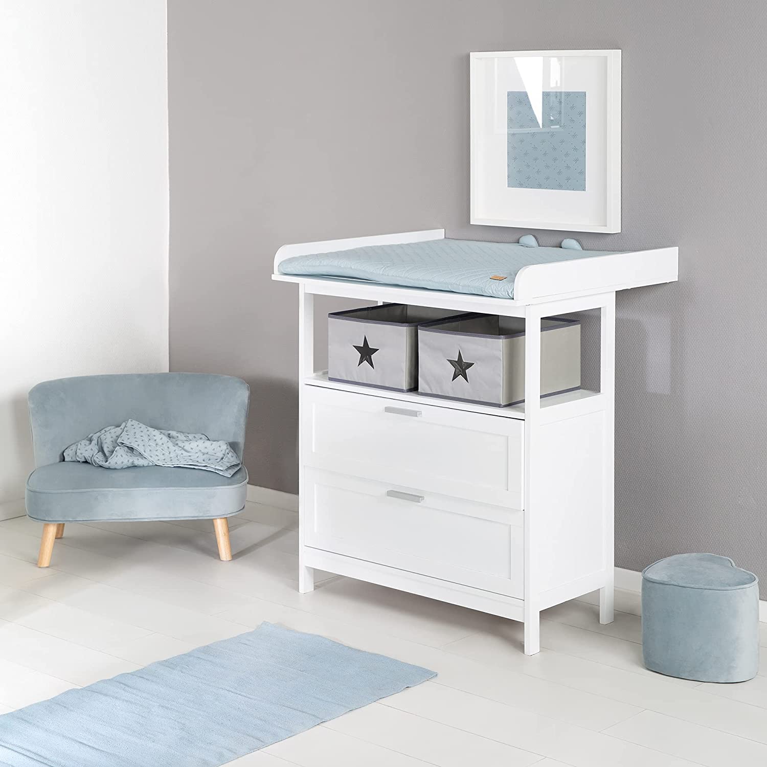 Little Star Baby Changing Unit Storage Drawers Boxes White www.littlehelper