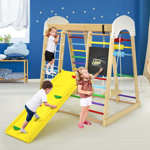 Kids 8-in-1 Eco Montessori Gym with Swing, Slide, Climbing Wall