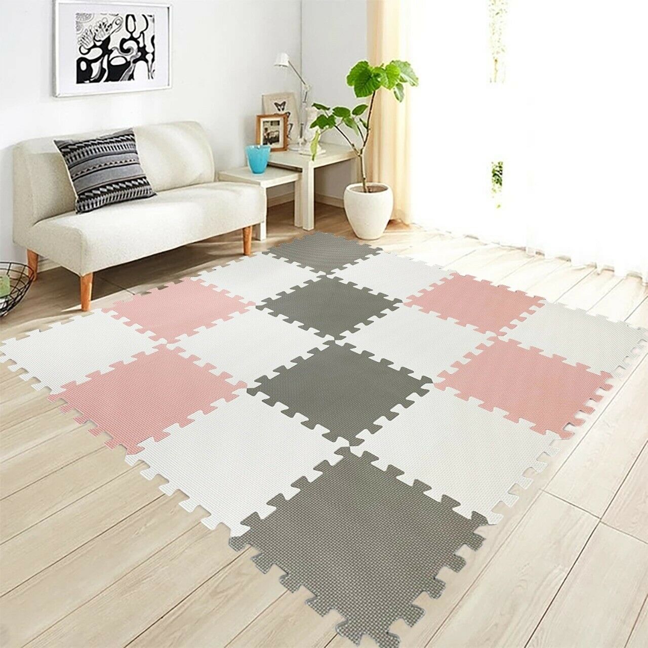 18 Montessori Foam Play Floor Mats for Playpens Grey Pink White www.littlehelper