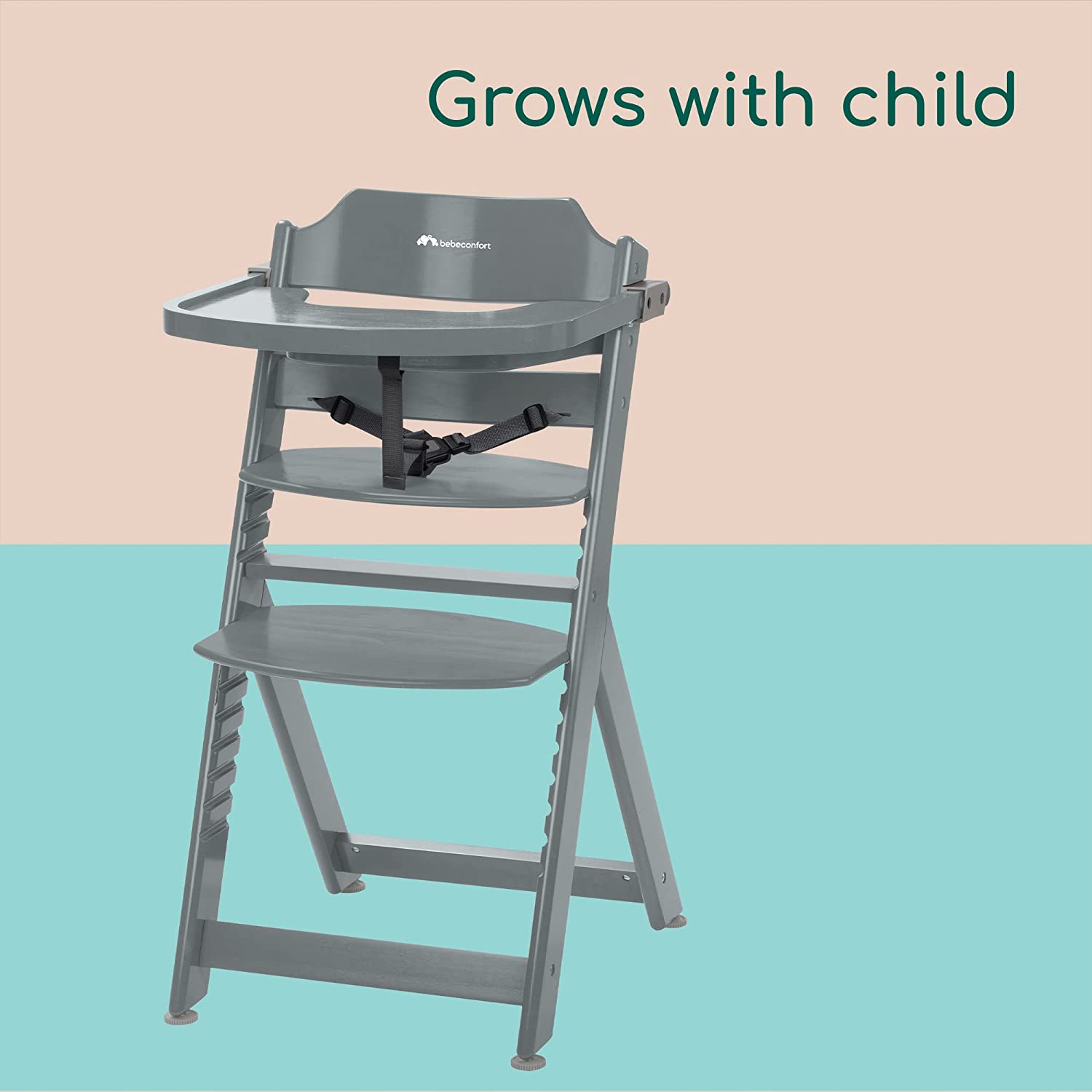 Timba Adjustable Height Wooden High Chair Tray Dark Grey 6m 10 www.littlehelper