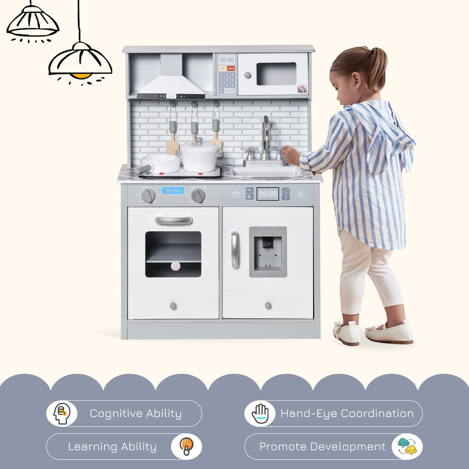 Grey wooden kitchen toy deals