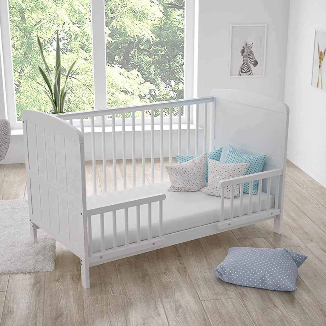 Sweet Dreams Adjustable Eco Wooden Cot Bed Wooden Toddler Bed Whit www.littlehelper